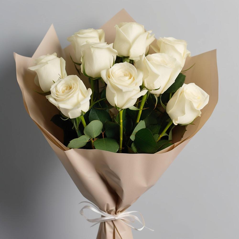 Букет 9 Белых роз Эдлесс Лав в Айдарово