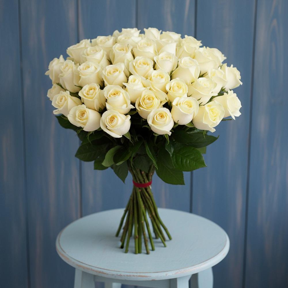 Букет 51 Белая роза Эдлесс Лав в Айдарово