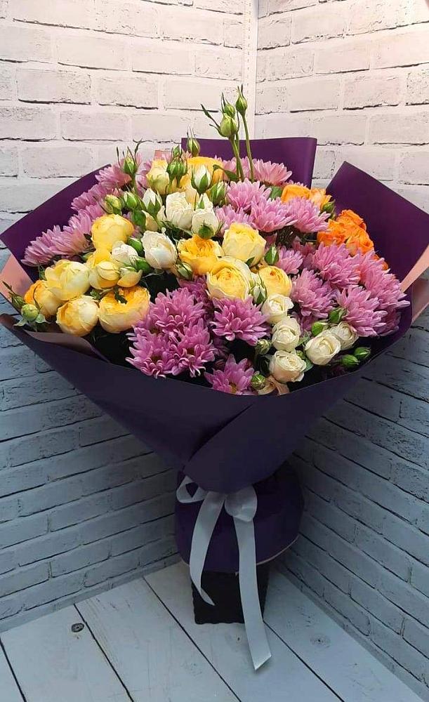 Букет цветов из: Хризантемы и Розы в Айдарово