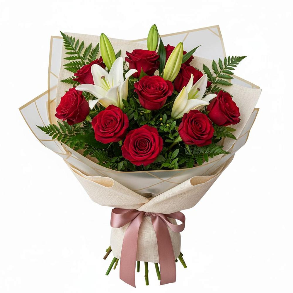 Букет цветов из: Лилии и Розы в Айдарово