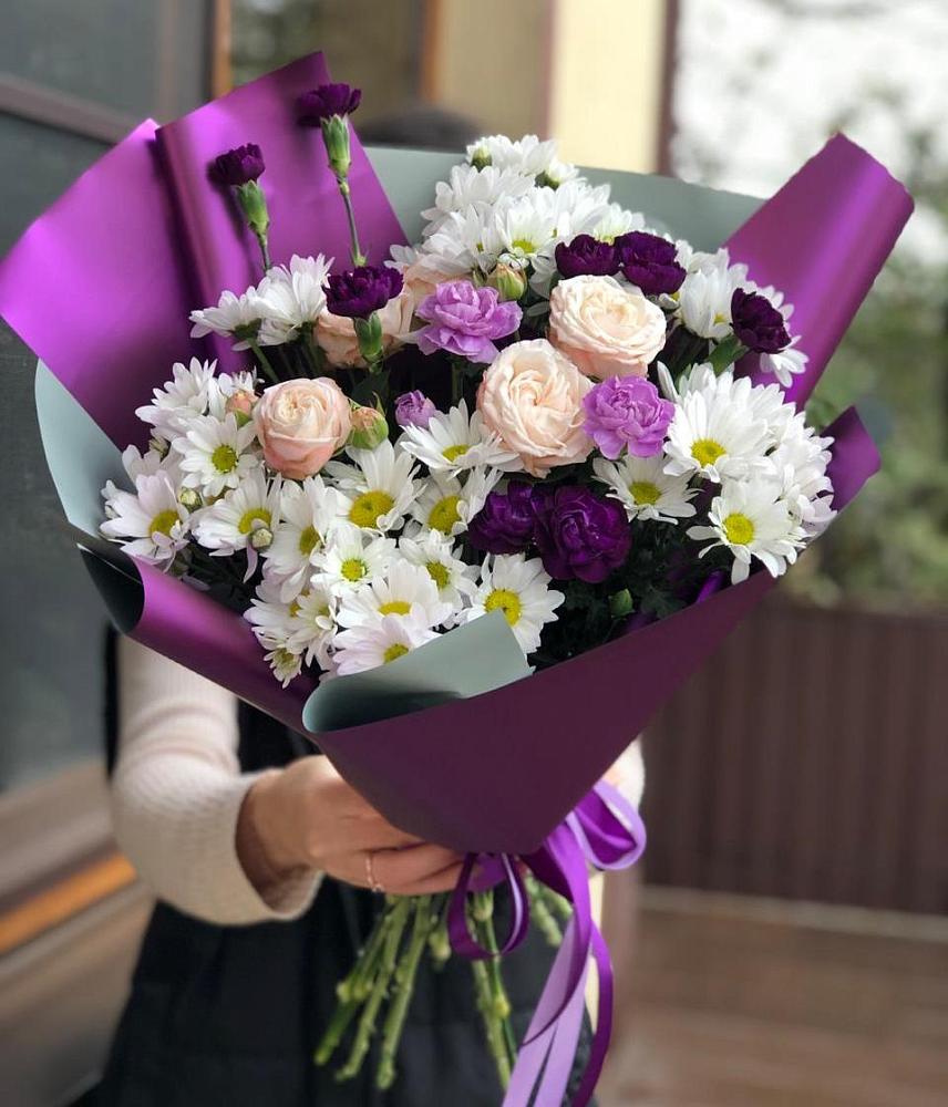 Букет цветов из: Хризантемы, Гвоздики и Розы в Айдарово