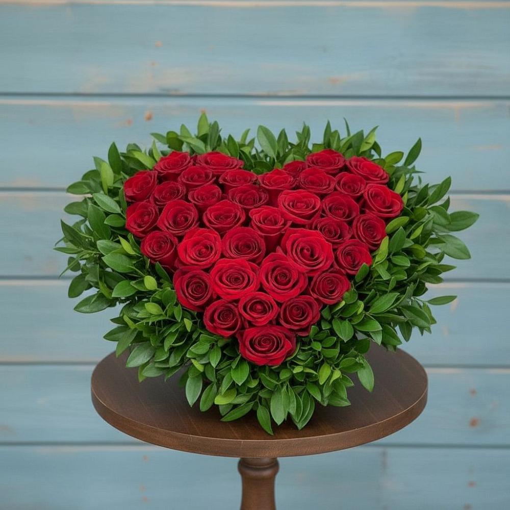 Цветочная композиция из Розы в виде сердца в Айдарово