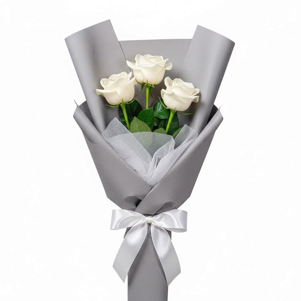 Букет 3 белые розы в Айдарово