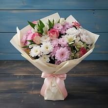 Букет цветов из:  Хризантемы, Альстромерии и Розы в Айдарово