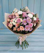Букет цветов из:  Хризантемы, Розы и Альстромерии в Айдарово