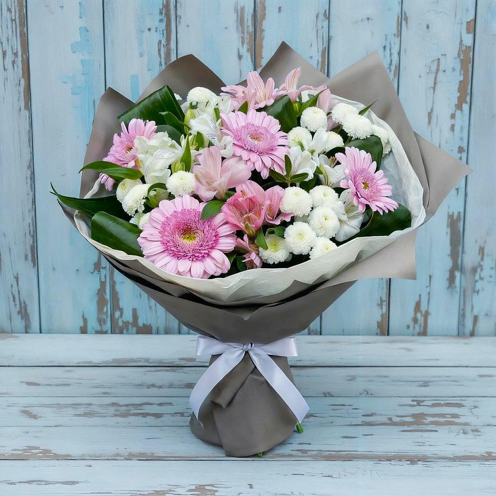 Букет цветов из: Герберы, Альстромерии и Хризантемы в Айдарово