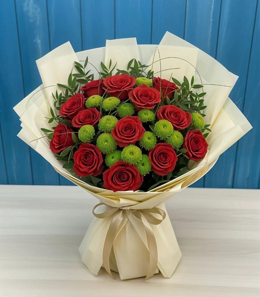 Букет цветов из: Розы и Хризантемы в Айдарово