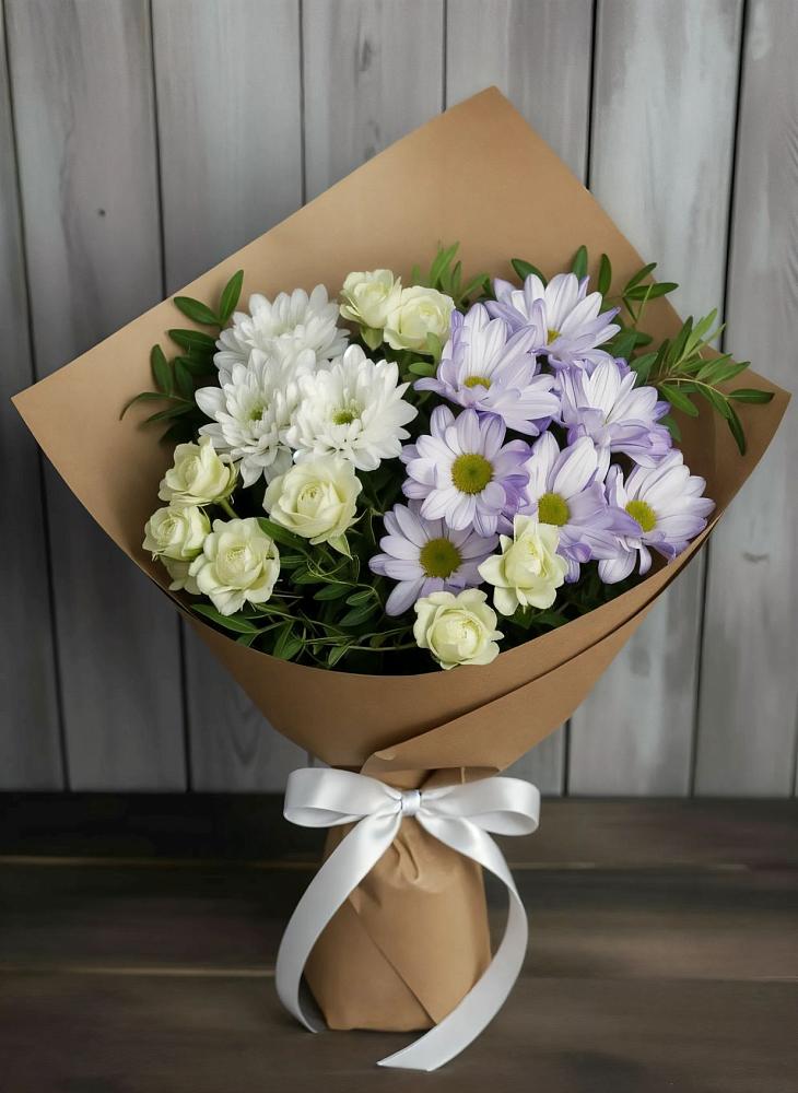 Букет цветов из: Хризантемы и Розы в Айдарово